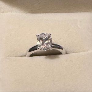 2ct Oval Cubic Zirconia Sterling Silver Solitaire size 7